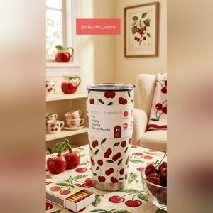 🩷 $15 | A Little Obsessed 20oz Travel Tumbler — NWT — Cherry Print 🍒